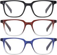 👓 owtxis 3 pack blue light blocking reading glasses: oversized square nerd eyeglasses for women and men logo