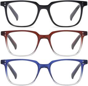 img 4 attached to 👓 OWTXIS 3 Pack Blue Light Blocking Reading Glasses: Oversized Square Nerd Eyeglasses for Women and Men