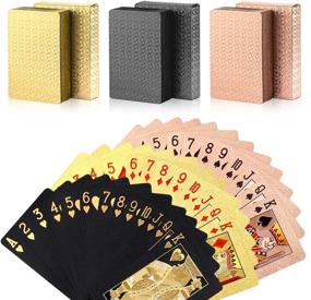 img 4 attached to 🃏 Zayvor 3 Decks Playing Cards - Foil Poker Cards Deck of Cards 24K Gold Diamond Foil Poker Cards, Waterproof Plastic Cards - Gift Box Included, Perfect Game Tools for Family Game Party - Cool Black, Gold, and Rose Gold