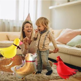 img 3 attached to 🎈 SOTOGO 10-Piece Walking Animal Balloons: Perfect for Farm-Themed Birthday Parties and BBQ Décor (Includes Pony, Duck, Rooster, Cow, Pig, Sheep, Spotted Dog, Sheepdog, Frog, and Cat)