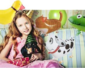 img 2 attached to 🎈 SOTOGO 10-Piece Walking Animal Balloons: Perfect for Farm-Themed Birthday Parties and BBQ Décor (Includes Pony, Duck, Rooster, Cow, Pig, Sheep, Spotted Dog, Sheepdog, Frog, and Cat)