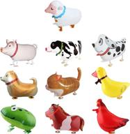 🎈 sotogo 10-piece walking animal balloons: perfect for farm-themed birthday parties and bbq décor (includes pony, duck, rooster, cow, pig, sheep, spotted dog, sheepdog, frog, and cat) логотип