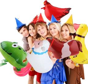 img 1 attached to 🎈 SOTOGO 10-Piece Walking Animal Balloons: Perfect for Farm-Themed Birthday Parties and BBQ Décor (Includes Pony, Duck, Rooster, Cow, Pig, Sheep, Spotted Dog, Sheepdog, Frog, and Cat)