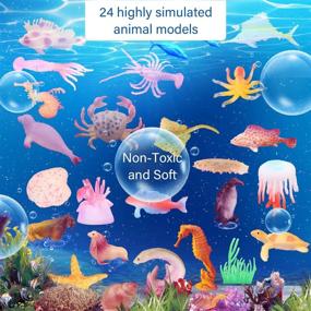 img 3 attached to 🌊 MAGICLUB Water Beads Play Set -24 Pcs Ocean Sea Animals Sensory Toys for Kids with Water Beads Tools, Sea Creatures, Animal Cards, Water Mat-Great Sensory Bins for Toddlers 3+