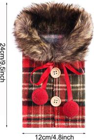 img 2 attached to 🍷 4-Piece DTDR Christmas Wine Bottle Covers with Faux Fur Collar and Button Coat Design – Sweater Linen Plaid Wine Bottle Dress Clothes, Perfect Xmas Party Decorations and Wine Bottle Bags