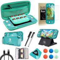 ultimate accessory bundle for nintendo switch lite - carrying case, tpu cover, screen protector, playstand, game card case, charging dock, usb cable, thumb-grip caps, stylus logo