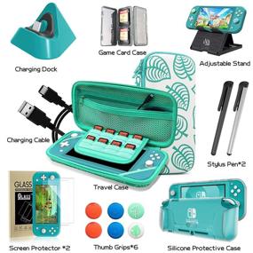 img 2 attached to Ultimate Accessory Bundle for Nintendo Switch Lite - Carrying Case, TPU Cover, Screen Protector, Playstand, Game Card Case, Charging Dock, USB Cable, Thumb-Grip Caps, Stylus