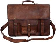 18 inch kpl leather laptop messenger bag - briefcase satchel for office, men, and women logo