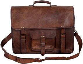 img 4 attached to 18 INCH KPL Leather Laptop Messenger Bag - Briefcase Satchel for Office, Men, and Women