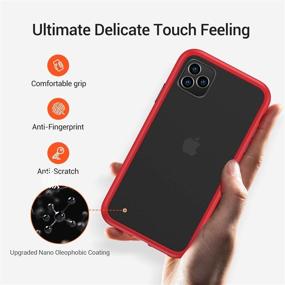 img 2 attached to TORRAS Shockproof iPhone 11 Pro Case - Military Grade Drop Tested, Translucent Hard Matte Case with Soft TPU Bumper, Slim and Red