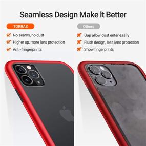 img 1 attached to TORRAS Shockproof iPhone 11 Pro Case - Military Grade Drop Tested, Translucent Hard Matte Case with Soft TPU Bumper, Slim and Red