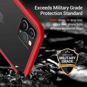 img 3 attached to TORRAS Shockproof iPhone 11 Pro Case - Military Grade Drop Tested, Translucent Hard Matte Case with Soft TPU Bumper, Slim and Red