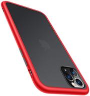 torras shockproof iphone 11 pro case - military grade drop tested, translucent hard matte case with soft tpu bumper, slim and red logo