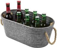 🍻 rustic galvanized silver metal small tabletop beer server beverage bucket tub with rope handles for home entertaining логотип