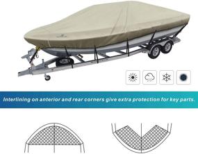 img 1 attached to 🚤 14-16ft Waterproof Boat Cover: Fits V-Hull Tri-Hull Runabout Fishing Ski Pro-Style Bass Boats, Tan, with Land Trailerable Feature and Beam Width up to 76 inches