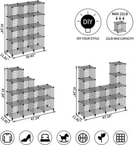 img 2 attached to 📦 PARANTA Wire Cube Storage Organizer - 12 Cube Bookshelf, Stackable Storage Bins for Closet Organization, Multi-use DIY Standing Shelf Units for Books, Toys, Clothes, and Tools