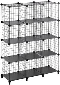 img 3 attached to 📦 PARANTA Wire Cube Storage Organizer - 12 Cube Bookshelf, Stackable Storage Bins for Closet Organization, Multi-use DIY Standing Shelf Units for Books, Toys, Clothes, and Tools