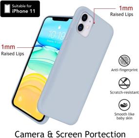 img 2 attached to Чехол OUXUL для iPhone 11 - Жидкий силиконовый резиновый чехол для iPhone 11 (6,1 дюйма) - слим-чехол с мягкой микрофиброй - сине-серый