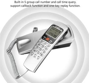 img 3 attached to 📞 Silver Trimline Corded Landline Phones with Caller ID, Backlit Dial & 30 Call Number Storage - Crystal Big Button Fashion Extension Telephone for Home Office