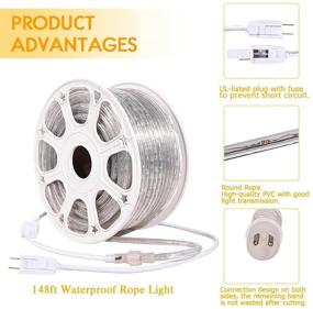 img 1 attached to SURNIE LED Rope Lights Outdoor Waterproof 150ft - Daylight White, Cuttable, Connectable - UL Certified for Home Deck Patio, Indoor Outdoor Decoration