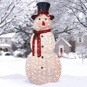 img 3 attached to 5 Foot Crystal Snowman Artificial Christmas Décor with Pre-Strung White LED Lights and Ground Stakes - National Tree Company