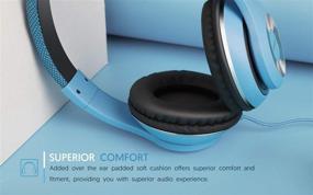 img 2 attached to 🎧 AUSDOM Lightweight Over-Ear Wired HiFi Stereo Headphones - Blue | Comfortable Leather Earphones with Built-in Mic for Immersive Sound Experience