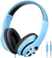 🎧 ausdom lightweight over-ear wired hifi stereo headphones - blue | comfortable leather earphones with built-in mic for immersive sound experience logo