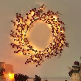 img 4 attached to 6-Feet Battery Operated Christmas Red Berry Garland Lights for Indoor and Outdoor Holiday Decorations by Vanthylit