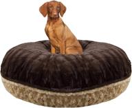 🐶 bessie and barnie signature bagel pet bed - extra plush faux fur camel rose/godiva brown (various sizes) logo