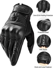 img 1 attached to INBIKE Comfortable Motorcycle Gloves: Genuine Perforated Leather, Breathable, and Hard Knuckle Protection for Road Racing