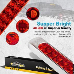img 2 attached to 🚦 Waterproof 17" Inch High Power 40 LED Red Utility Trailer Truck RV Stop Tail Turn 3rd Brake Marker Identification Light Bar w/Chrome Bezel (Pack of 2)