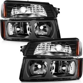 img 4 attached to LSAILON 4pcs 2002-2006 Chevy Avalanche Body Cladding Headlights Assembly Replacement - Amber Corner Headlamps (Driver & Passenger Side)
