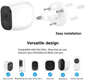 img 3 attached to 📷 【Updated Version】 Koroao Wall Mount for Arlo Camera, Wyze Cam Pan/V3, Arlo Ultra, Arlo Essential, eufyCam 2 - Indoor/Outdoor Security Stand - Stable and Flexible Arlo Accessories (2Pack, White)