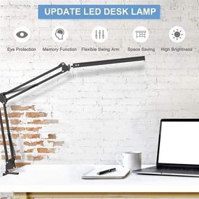 img 1 attached to Versatile LED Desk Lamp: Swing Arm with Clamp, Adjustable Eye-Care Light, 3 Color Modes, 10-Level Dimmer - Ideal for Home Office, Study, Reading, Dorms, Studios