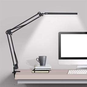 img 4 attached to Versatile LED Desk Lamp: Swing Arm with Clamp, Adjustable Eye-Care Light, 3 Color Modes, 10-Level Dimmer - Ideal for Home Office, Study, Reading, Dorms, Studios