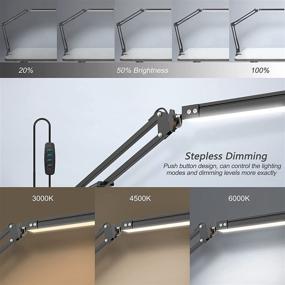 img 3 attached to Versatile LED Desk Lamp: Swing Arm with Clamp, Adjustable Eye-Care Light, 3 Color Modes, 10-Level Dimmer - Ideal for Home Office, Study, Reading, Dorms, Studios