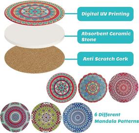 img 3 attached to GINOYA Mandala Coasters Absorbent Ceramic