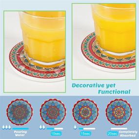 img 1 attached to GINOYA Mandala Coasters Absorbent Ceramic