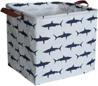 🦈 sanjiaofen square storage bin, laundry basket with handles for nursery storage (shark), collapsible storage box logo