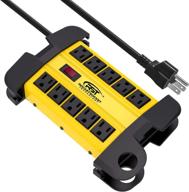 crst 10-outlets heavy duty power strip metal surge protector - 15 amps, 15-foot power cord - 2800 joules - garden, kitchen, office, school - etl listed (3165047) - 10-outlet, yellow logo