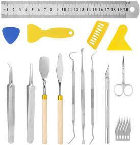 img 4 attached to 🔪 20-Piece Vinyl Weeding Tools Set - Precision Craft Basic Set for Silhouettes, Cameos, Lettering, Cutting, Splicing