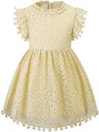 csbks toddler girls pompom lace floral retro swing party dress - cute & elegant logo