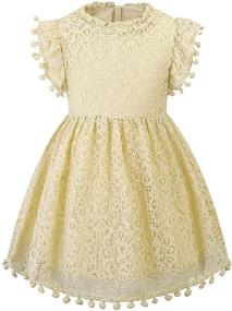 img 2 attached to Csbks Toddler Girls Pompom Lace Floral Retro Swing Party Dress - Cute & Elegant