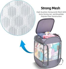 img 2 attached to 🧺 White Pop-up Laundry Hamper with Extended, Thickened Handles, Tear Proof, YKK Zipper Lid, Multiple Carry Options - 3 Load Capacity, 14.9" x 14.9" x 21.6