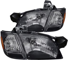 img 1 attached to Black Housing Clear Lens Headlights + Corner Lights - Compatible with Chevy Venture 1997-2005, Oldsmobile Silhouette, Pontiac Montana Trans Sport - L+R Pair Headlight Lamp Assembly by Spec-D Tuning