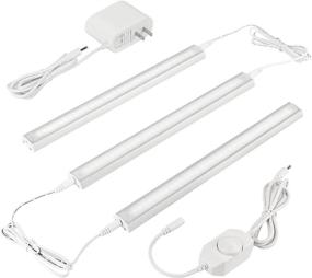 img 4 attached to ASOKO Dimmable LED Under Cabinet Lighting: Cool White 6000K, 3 Pcs 12 Inch Linkable Led Counter Light Bar Plug in, UL Listed Plug for Kitchen Shelf