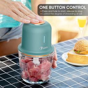 img 2 attached to 🔌 Compact Electric Cordless Food Chopper - Portable 2.5 Cup Food Processor with BPA Free Glass Bowl - 2-Speed for Efficiently Chopping Meat, Onion, Garlic and Preparing Baby Food - Blue