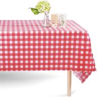 artthome - 6 packs of premium disposable plastic tablecloths for rectangle tables - red and white checkered tablecloth for birthday, picnic, and parties - easy to clean 54x108 table cover logo