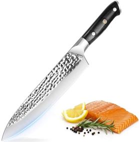 img 4 attached to 🔪 Поварской нож Pro Chef 8 дюймов: нож для нарезки из высокоуглеродистой стали — идеально подходит для мяса и овощей, с рукоятью G10 и ножнами