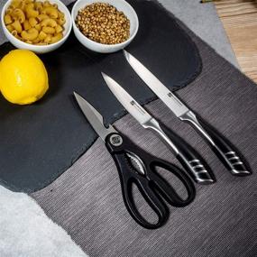 img 1 attached to Top-notch 8-Piece German High Carbon Stainless Steel Kitchen Knives Set for Ultimate 🔪 Culinary Experience, Complete with Rubber Wood Block and Double Forged Full Tang Chef Knife Set